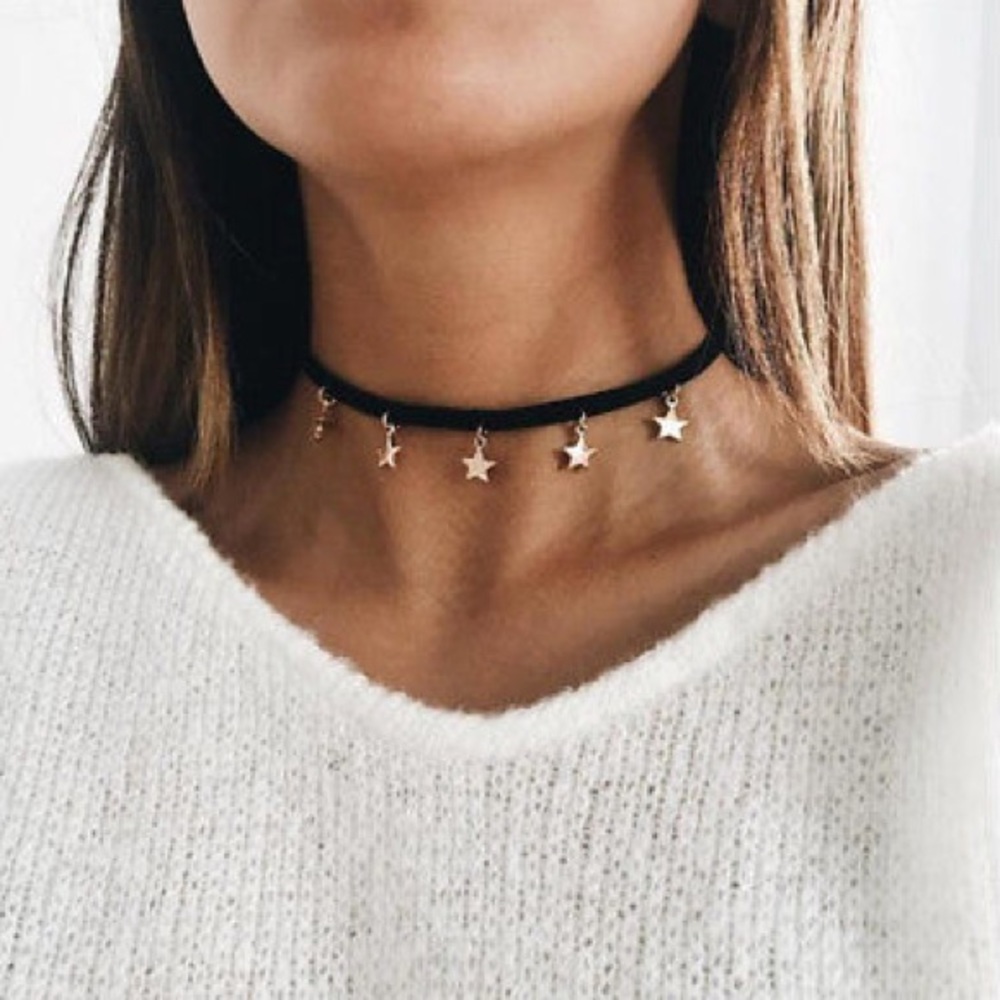Black Gold Star Choker Necklace